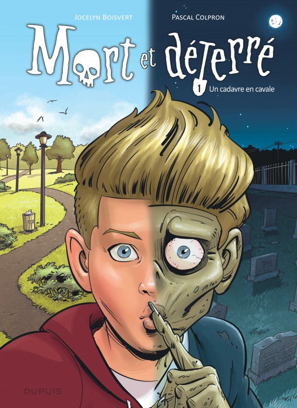 Image d'un garçon au visage mi homme mi zombie