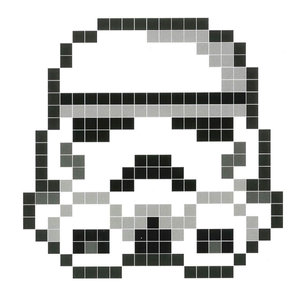 Casque d'un stormtrooper et pixel
