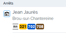 Arrêt Jean Jaurès, bus 702, 708, 321