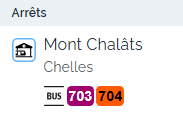 Arrêt bus Mont Chalâts, bus 703 ou 704