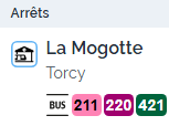 Arrêt La Mogotte, bus 211 220 421