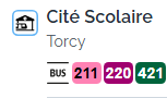 Arrêt Cité scolaire, bus 211 421 220