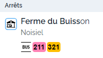 Arrêt ferme du buisson, bus 211 321