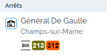 Arrêt Général de Gaulle, bus 213 312