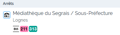 Arrêt Médiathèque du Segrais / sous-préfecture, bus 211 313