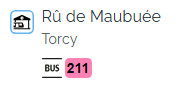 Arrêt Rû du Maubuée, bus 211