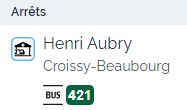 Arrêt Henry Aubry, bus 421