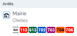 Arrêt Mairie de Chelles, bus 113 613 702 703 704 706
