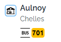 Arrêt Aulnoy, bus 701