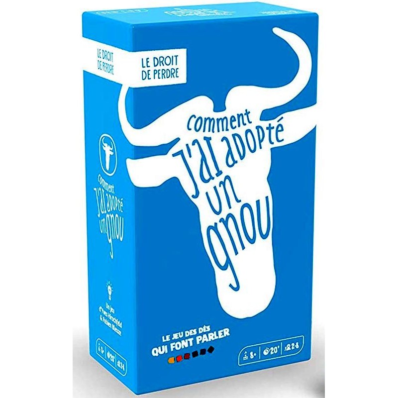 Image du jeu en bleu avec une tête de gnou dessiné en blanc