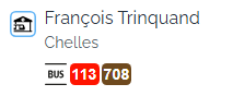 Arrêt François Trinquand, bus 113 708