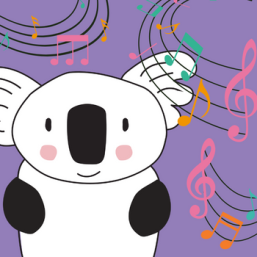 panda entouré de notes de musique