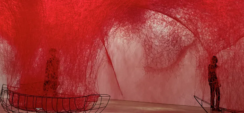 Structure de fils de laine en forme d'éruption volcanique